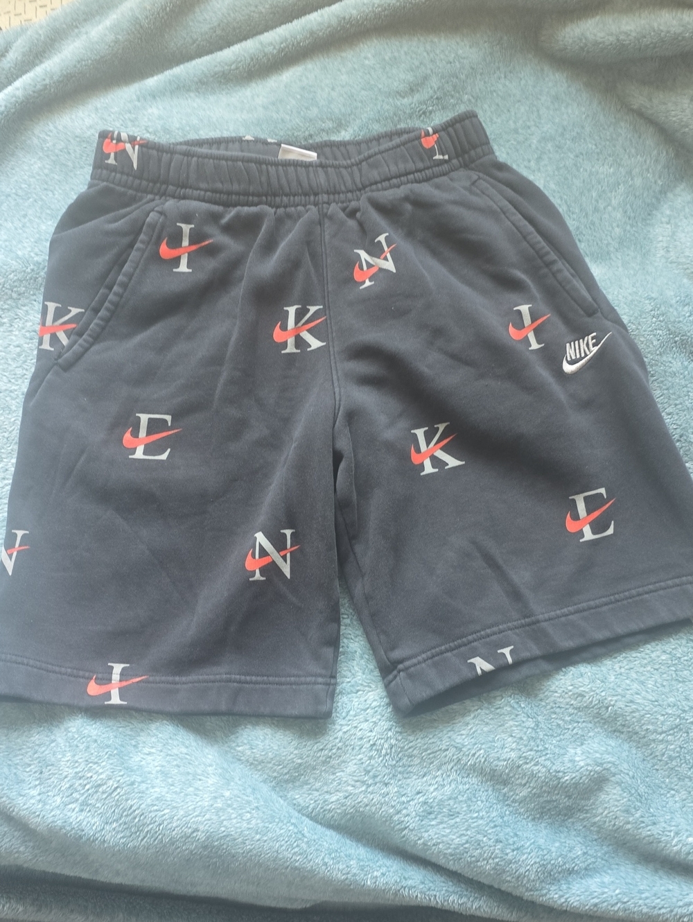 Nike Black Shorts with Red and White Logo Print Small